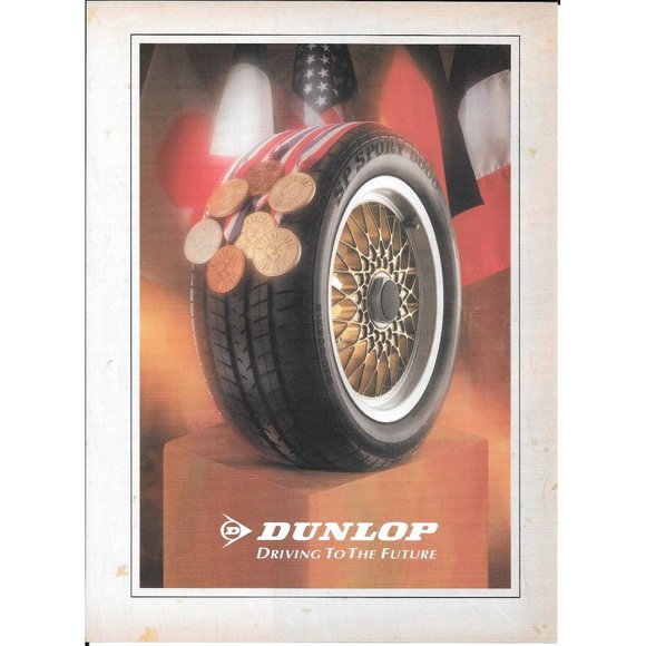 Dunlop Tires Driving to the Future Vintage Print Ad Medals Gold Medal Tire Wheel - Picture 1 of 1